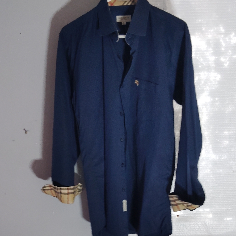 Burberry Navy Blue Casual Button Down Shirt (Slim fit).